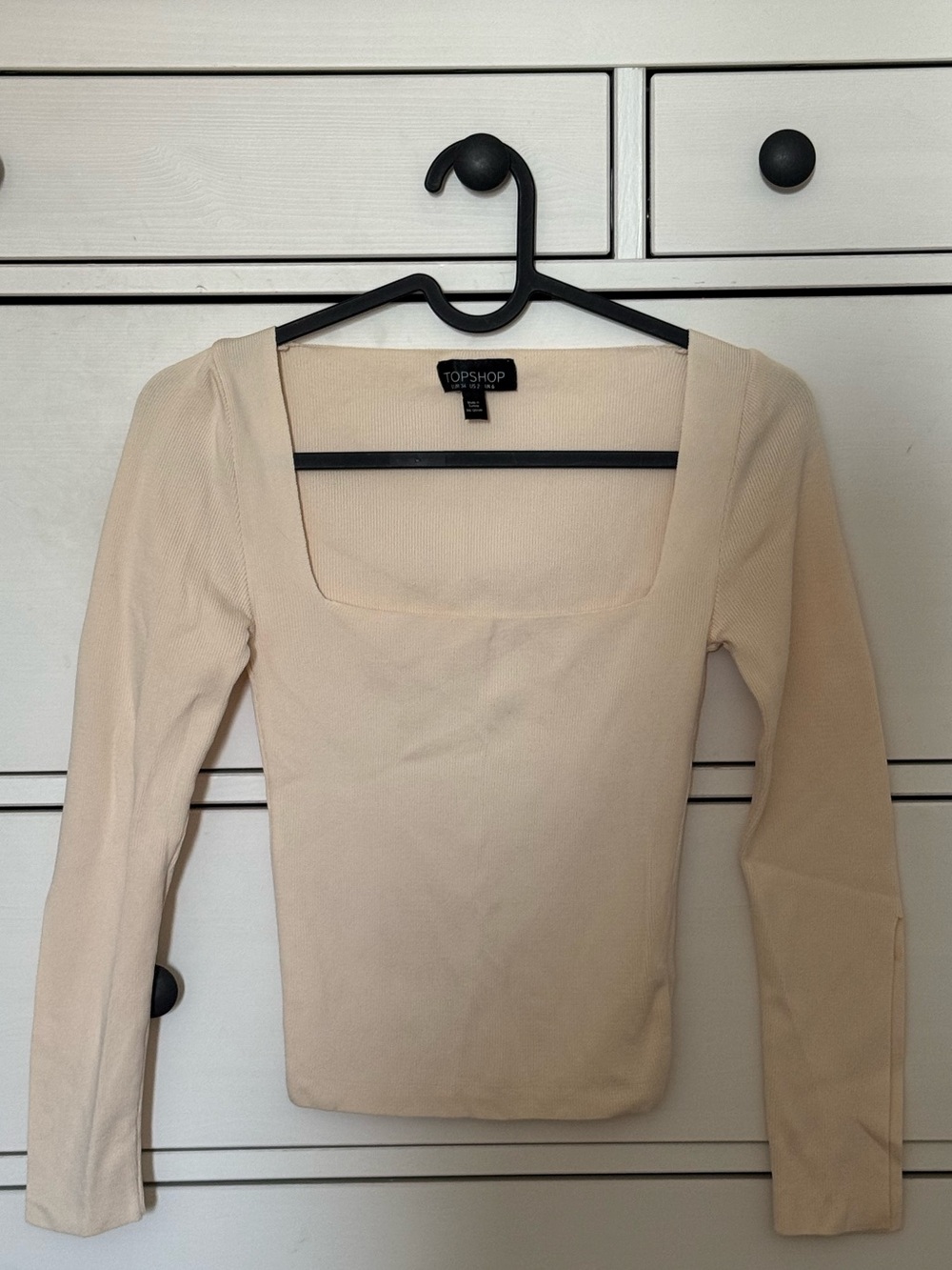 Topshop Cream Square-Neck Top